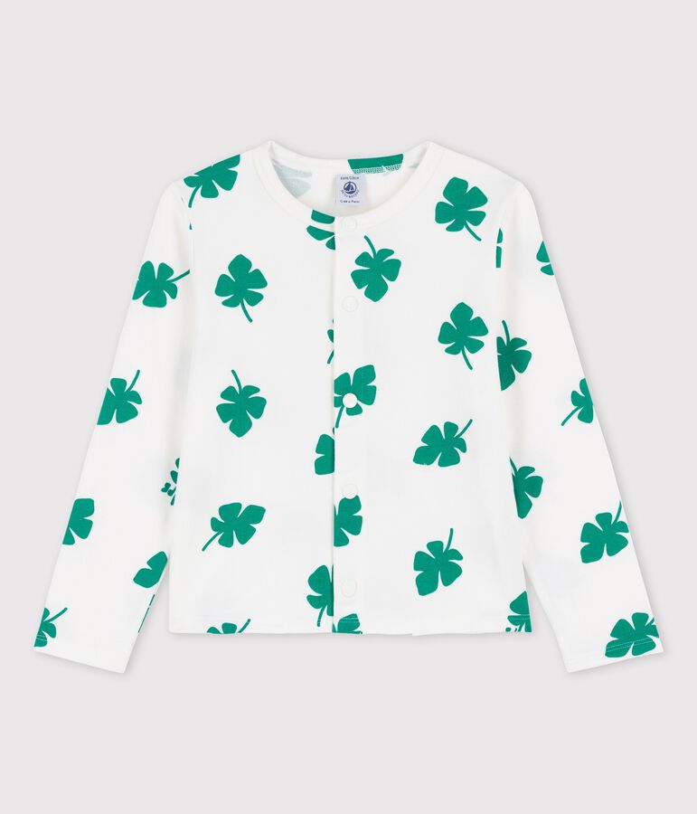 Girls' Printed Fleece Cardigan white/green