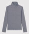 Women's Iconic Organic Cotton Polo Neck T-Shirt SMOKING blue/MARSHMALLOW white