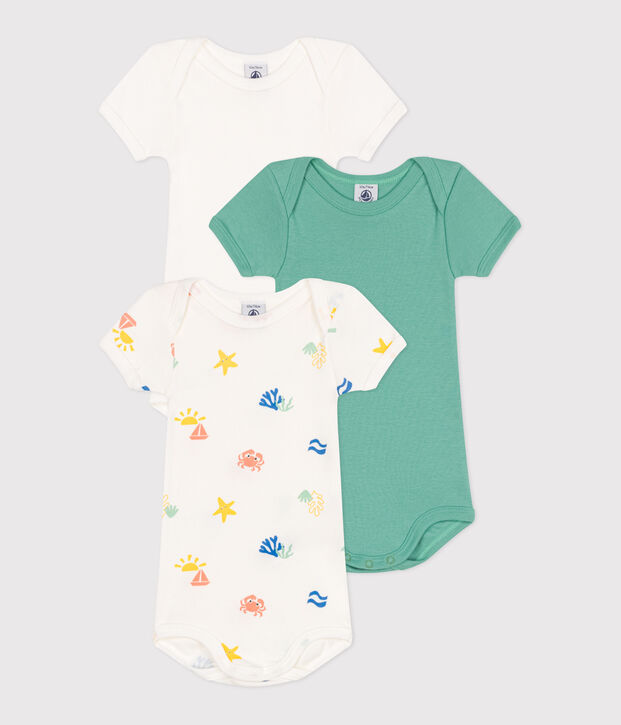 Babies' short-sleeved printed cotton bodies - 3-Pack multicolor
