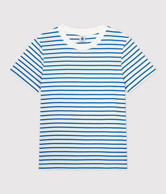 Women's Breton Stripe Cotton T-Shirt MARSHMALLOW white/RUISSEAU