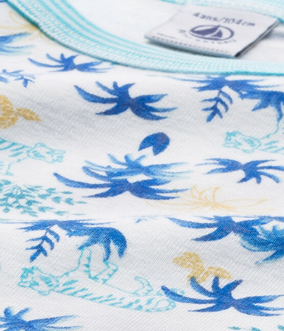 Boys' print pyjamas ECUME white/BLEU blue/MULTICO