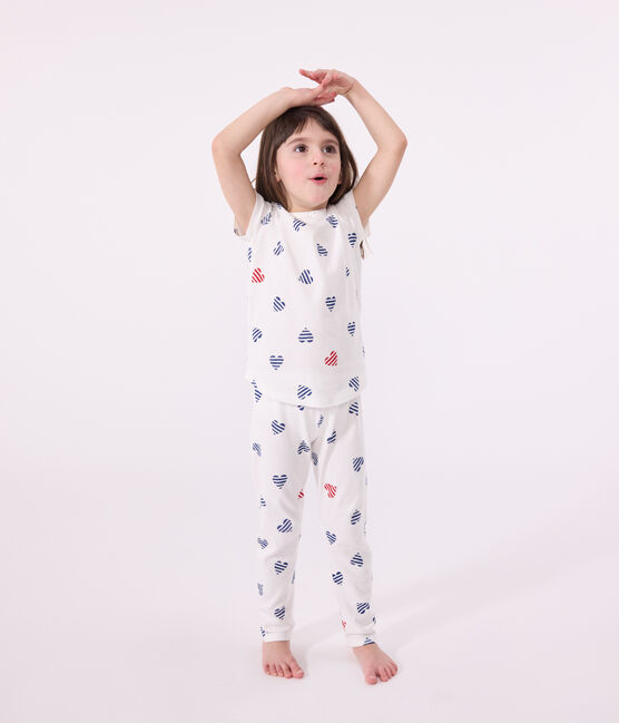 Children's floral cotton pyjamas MARSHMALLOW /SPI /MULTICO