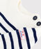 Babies' stripy wool and cotton sailor-style jumper MARSHMALLOW blue/SOIR