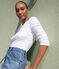 Women's iconic long-sleeved plain rib knit T-shirt ECUME white