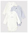 Babies' Long-sleeved Wrapover Organic Cotton Bodysuits - 3-Pack variante 1