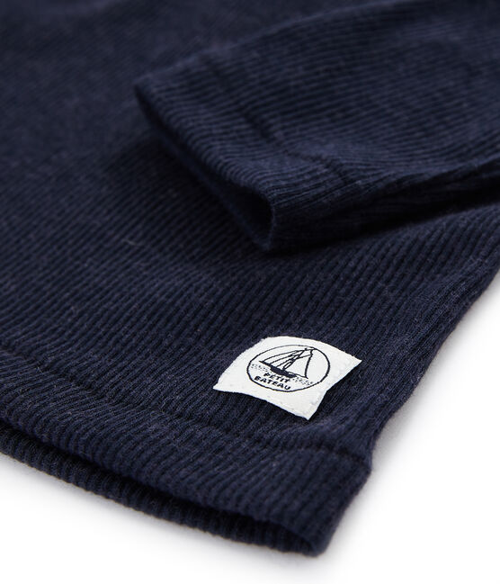 Children's Long-Sleeved T-shirt in Cotton/Wool/Silk SMOKING blue