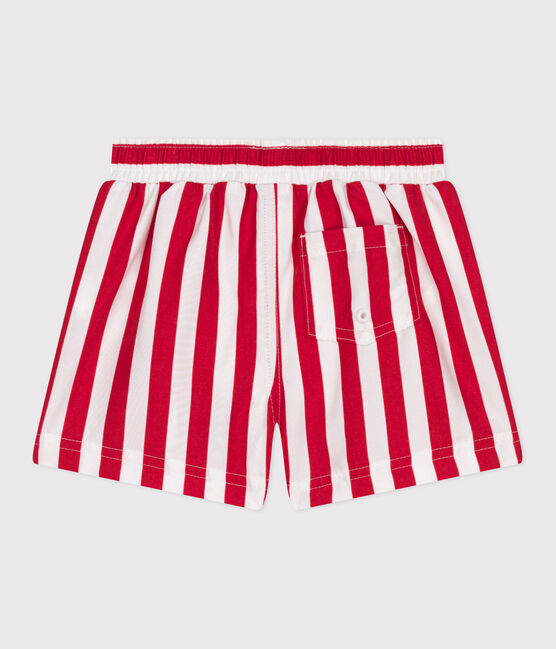 Babies' stripy printed swim shorts MARSHMALLOW red/SPI