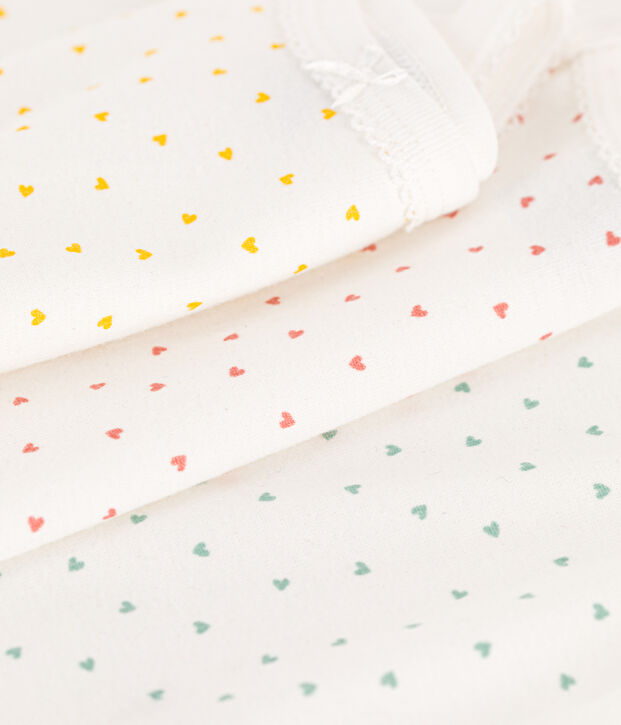 Cotton Heart Vest Bodysuits - Pack of 3 multicolor