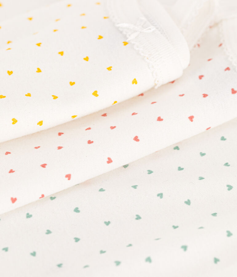 Cotton Heart Vest Bodysuits - Pack of 3 multicolor