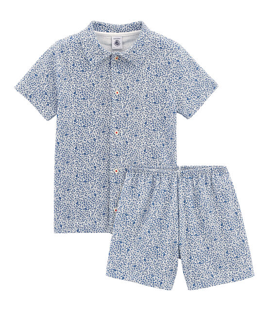 Boys' short Pyjamas MARSHMALLOW white/MAJOR blue