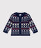 Babies' knitted cardigan with a wool content MEDIEVAL blue/MULTICO white