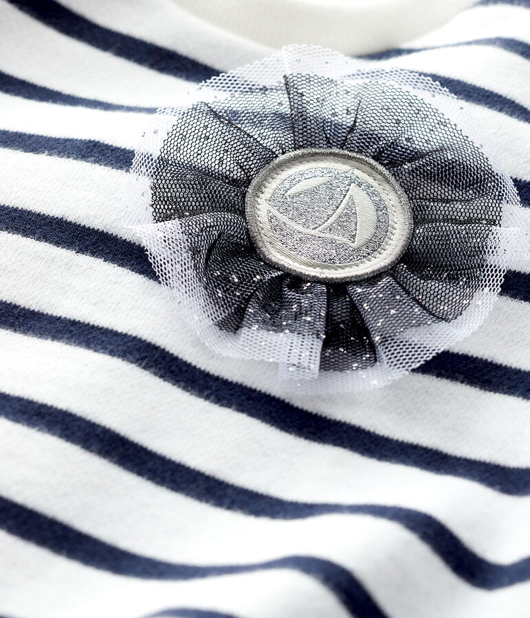 Baby girl's iconic sweatshirt MARSHMALLOW white/SMOKING blue