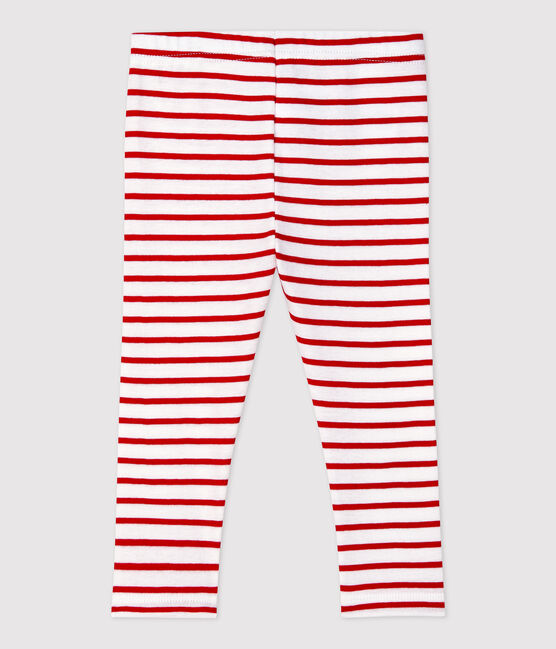 Babies' Cotton Leggings MARSHMALLOW white/TERKUIT red
