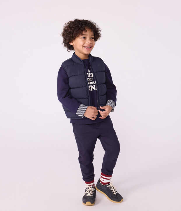 Children's reversible two-tone sleeveless puffer jacket blue/yellow