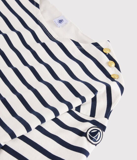 Women's Breton Cotton Top MARSHMALLOW white/SMOKING blue