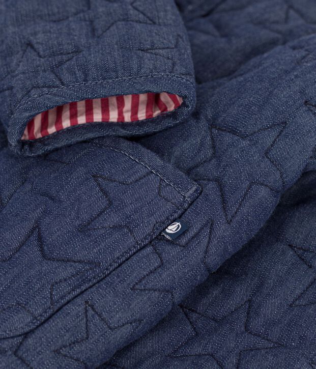 Children's jacket in plain denim with a stars motif blue