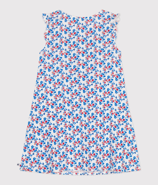 Children's flower-patterned cotton and lyocell nightdress MARSHMALLOW white/MULTICO white