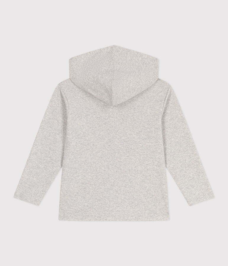 Children's plain cotton zip-up hoodie grey