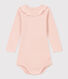 Babies' Long-Sleeved Cotton Bodysuit With Ruff Collar