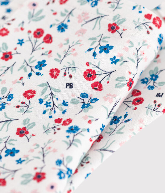 Babies' floral print cotton leggings MARSHMALLOW white/MULTICO white