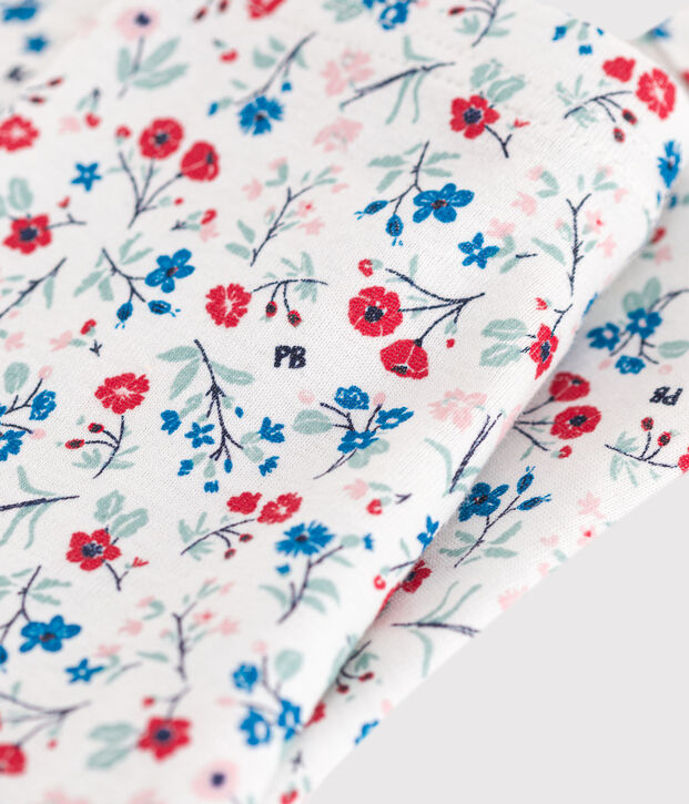 Babies' floral print cotton leggings white/multicolor
