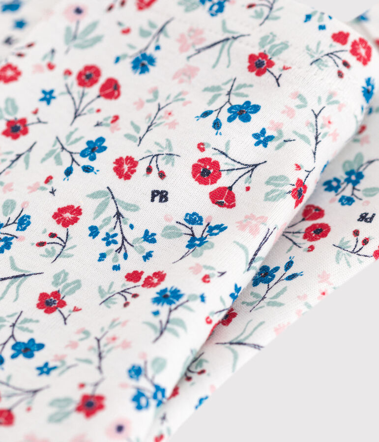 Babies' floral print cotton leggings white/multicolor