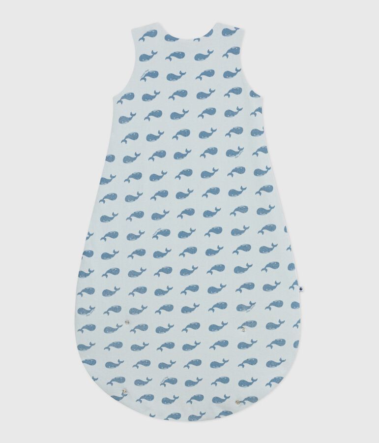 Babies' 3 TOG whale-print velour sleeping bag blue/blue