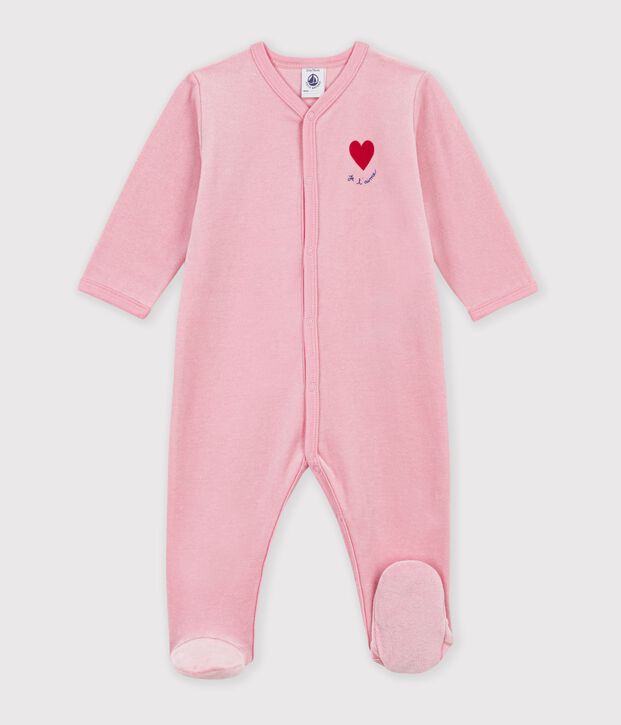 Babies' plain velour pyjama suit with a placed design CHARMI