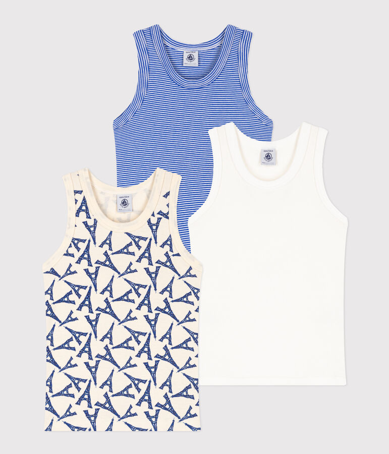 Boys' Paris Cotton Vests - 3-Pack multicolor