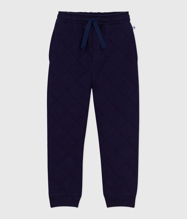 Children's plain cotton jogging bottoms blue