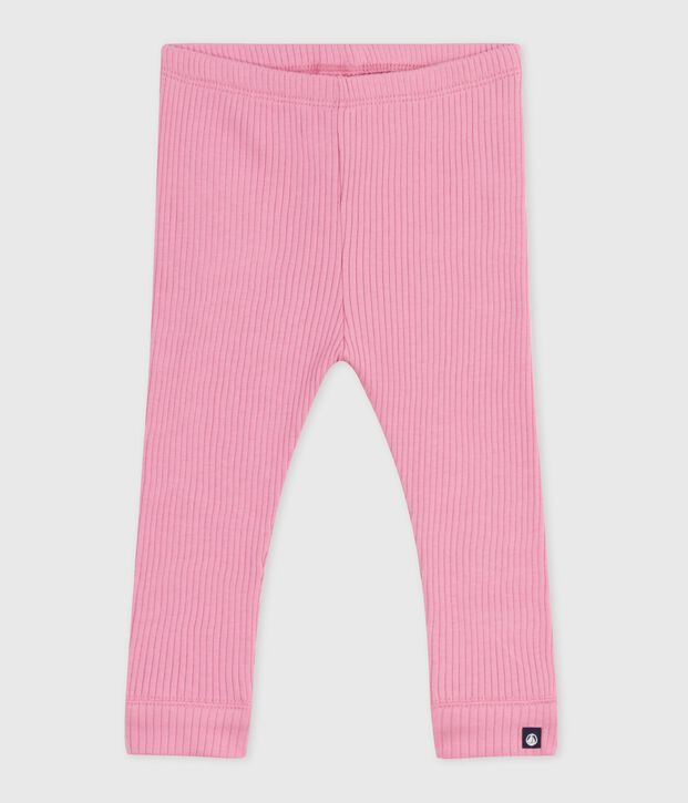Babies' plain cotton leggings pink