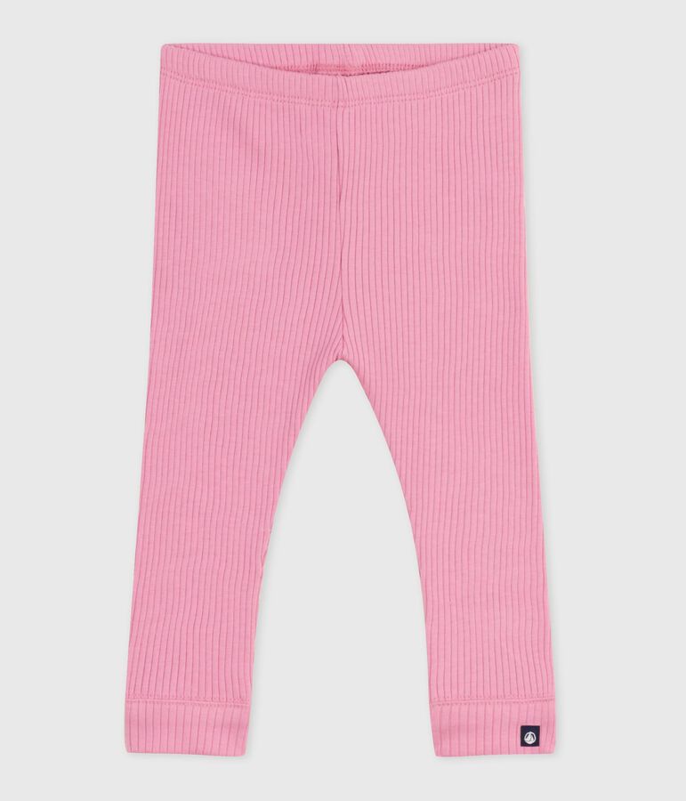 Babies' plain cotton leggings pink