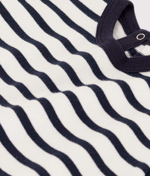 Babies' Thick Jersey Striped Playsuit white/blue