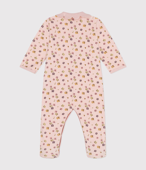 Babies' floral print velour pyjamas SALINE pink/MULTICO white