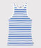 Women's Iconic striped cotton tank top MARSHMALLOW white/PERSE blue