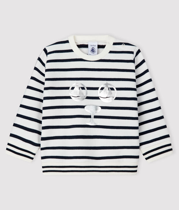 Baby boy's fleece sweatshirt white/blue