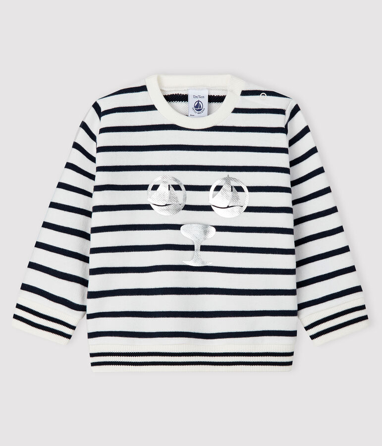 Baby boy's fleece sweatshirt white/blue