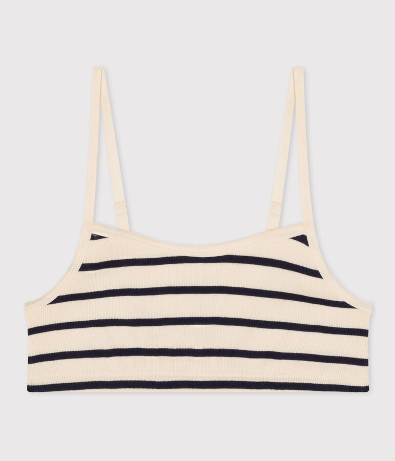 Women's Non-Wired Bra Ecru/blue