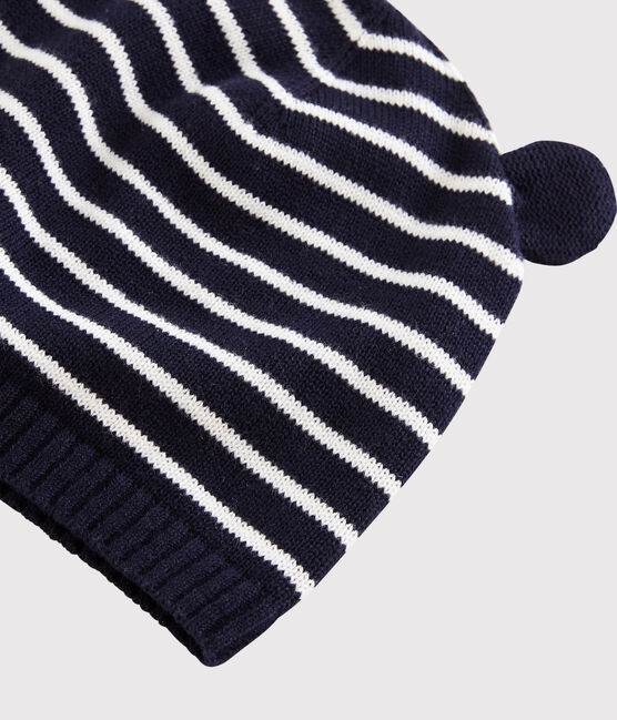 Striped Cotton Hat SMOKING blue/MARSHMALLOW white