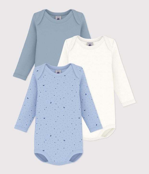 Pack of long-sleeved moon print cotton bodies for babies multicolor