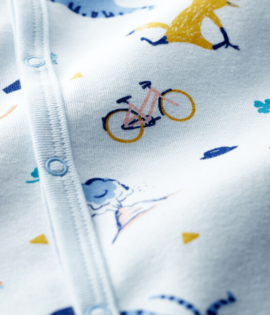 Baby Boys' Blue Animal Print Ribbed Sleepsuit FRAICHEUR blue/MULTICO white