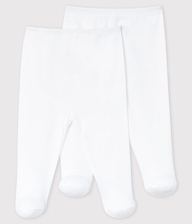 Babies' White Trousers with Feet - 2-Pack white