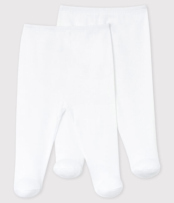 Babies' White Organic Cotton Trousers with Feet - 2-Pack ECUME white