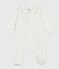 Babies' heart-print velour pyjama suit with a collar MARSHMALLOW blue/FLO