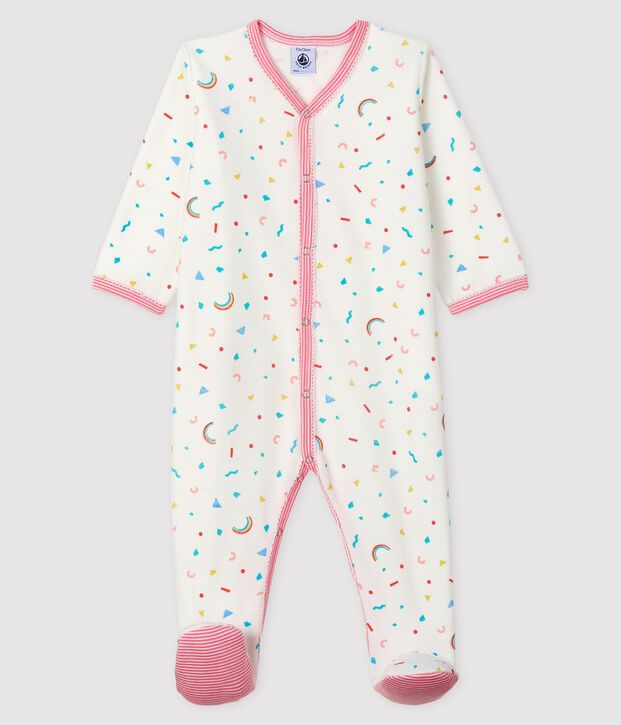 Baby Girls' Confetti Print Velour Sleepsuit white/multicolor