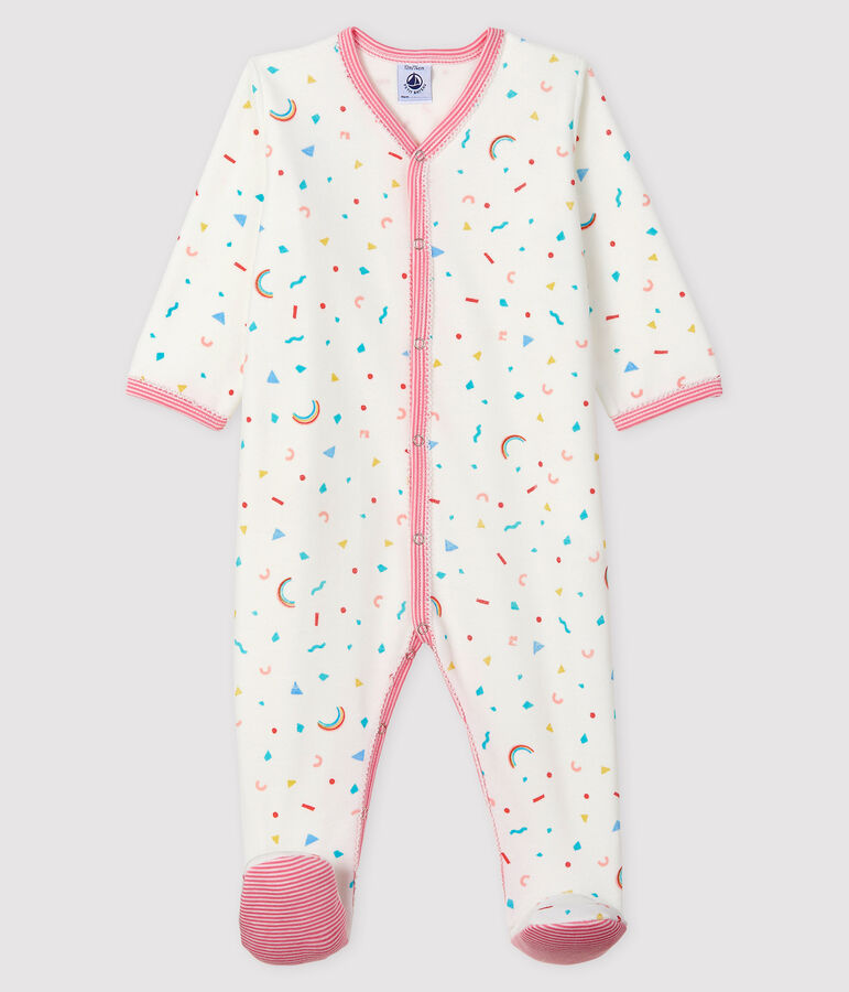 Baby Girls' Confetti Print Velour Sleepsuit MARSHMALLOW white/MULTICO white