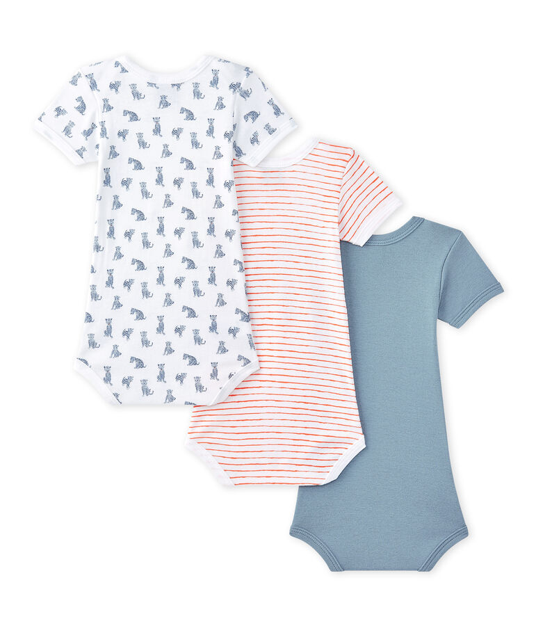 Set of 3 baby boys' short-sleeved bodysuits LOT white