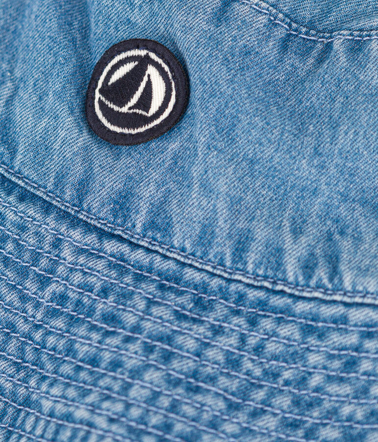 Babies' Blue Denim Tie-on Bucket Hat blue