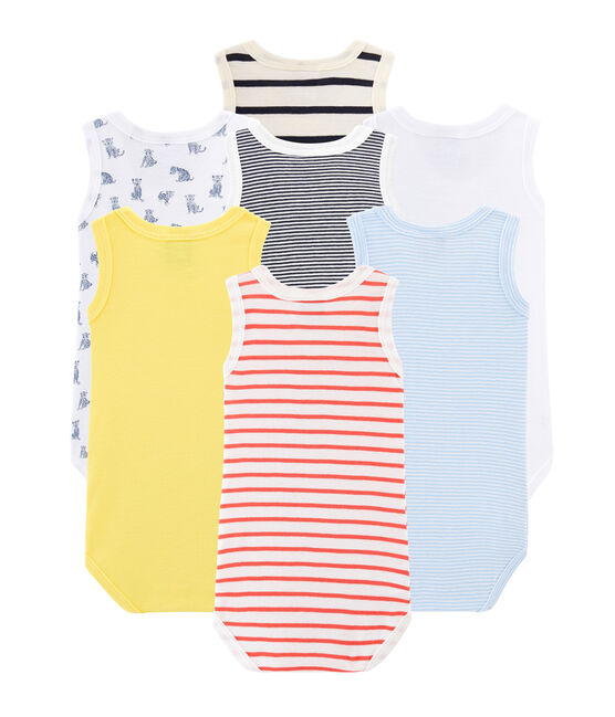 Surprise pack of 7 sleeveless bodysuits for baby boys variante 1
