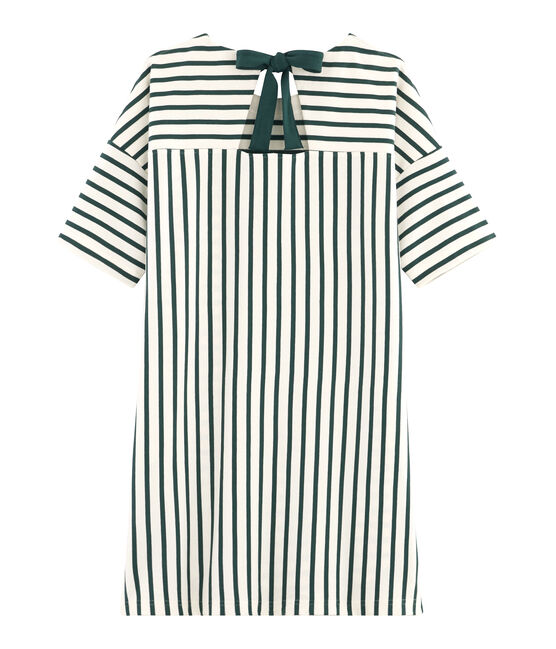 Women's Short-Sleeved Dress COQUILLE beige/SOUSBOIS green